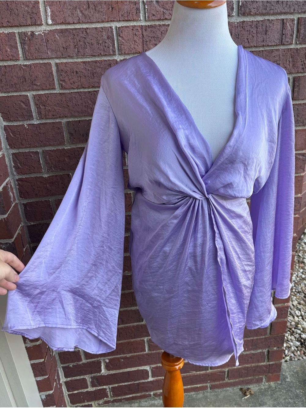 Fashion Nova Lavender Twist-Front Tunic Top